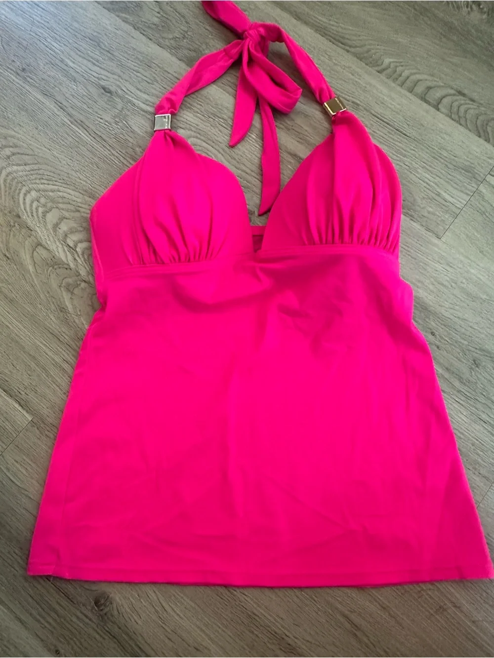 Hot Pink Halter Tankini Top - Women Swim